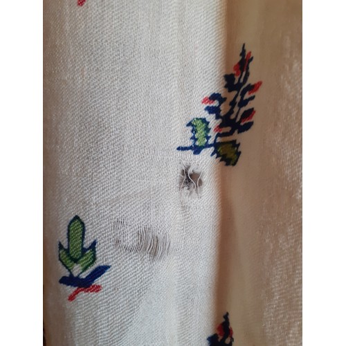 41 - A mid 19th Century Victorian wool gazar crinoline shawl A/F having a wide border in crimson and blue... 