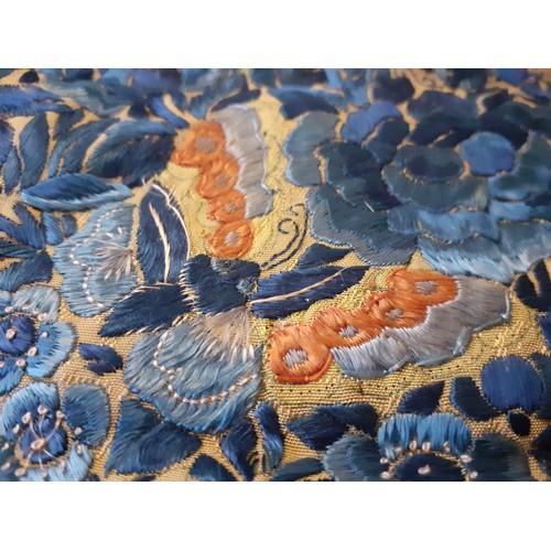 31 - An early 20th Century hand embroidered Chinese hot water bottle cover A/F on a gold coloured ground ... 