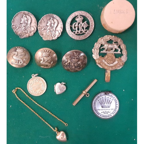 102 - Early 20th Century silver and decorative buttons to include 2 Art Nouveau buttons stamped with the m... 