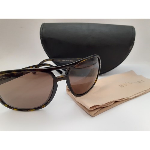 21 - Bvlgari-A pair of brown sunglasses with brown lenses (one slightly scratched), model no: BV7008 havi... 