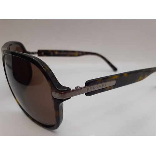 21 - Bvlgari-A pair of brown sunglasses with brown lenses (one slightly scratched), model no: BV7008 havi... 