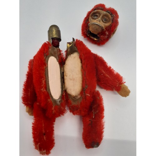 22 - Schuco- A 1920's compact in the form of a small mohair jointed monkey, 8.5cm high. Location:Cab1