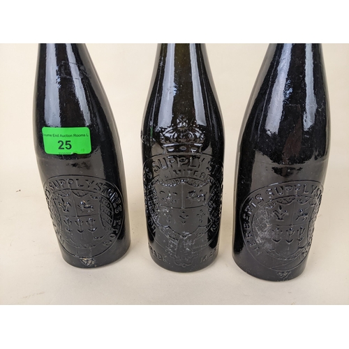 25 - Three scarce Herbert's Supply Stores, Eton beer bottles embossed with a coat of arms (two variants)
... 