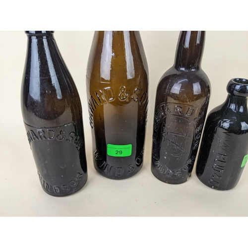 29 - Three Hawards, Windsor beer bottles and a rare black glass Neville Reid ginger beer bottle
Location:... 