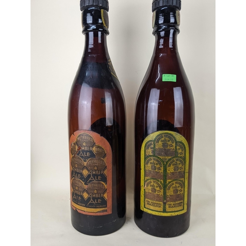 38 - BREWERIANA INTEREST: Two rare 1930s Wethered's, Marlow advertising display beer bottles of oversized... 