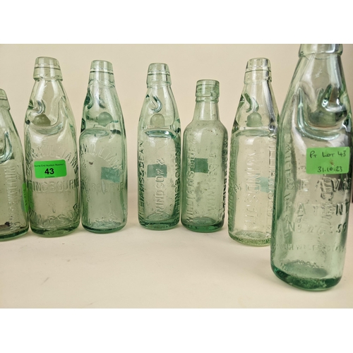 43 - Twelve Williams & Dean, Windsor mineral water bottles to include three Beavis patent Codds and a gre... 