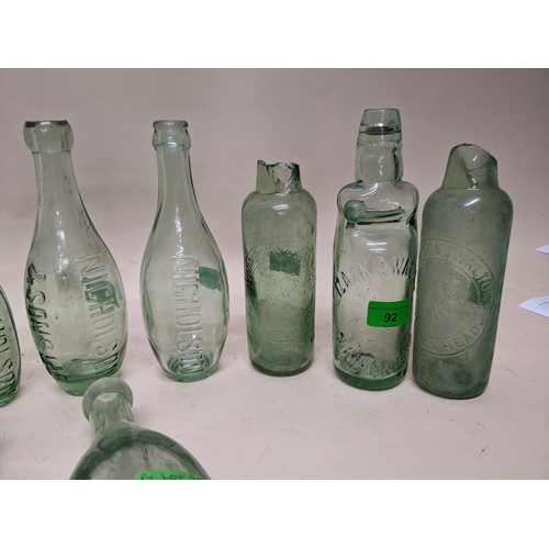 92 - Ten Maidenhead mineral water bottles to include Seltzers, Codds and Hamiltons from Nicholson and Iza... 