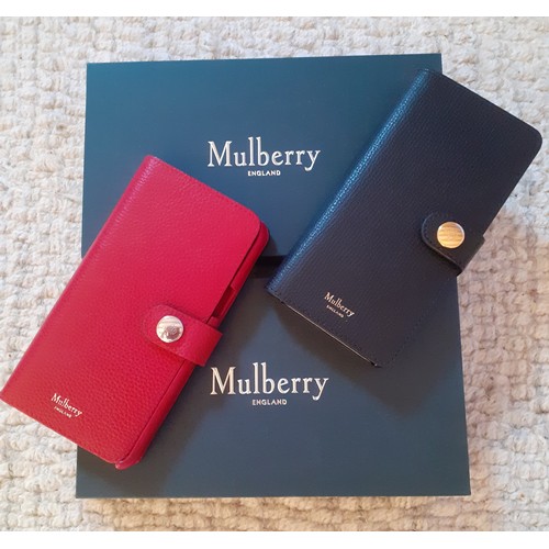 112 - Mulberry-Two mobile phone cases, a black cross grain leather Samsung S9 phone flip case and a red ex... 