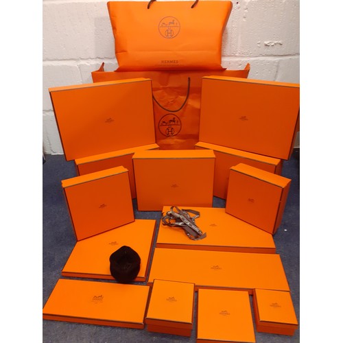 20 - Hermes-A selection of 14 Hermes iconic orange packaging boxes to include boxes for shoes, blouses, t... 