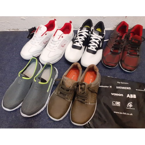 116 - A quantity of unworn gents trainers, golf shoes and lounge shoes to include a pair of white Woodworm... 