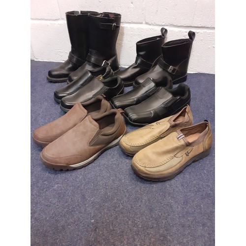 115 - A collection of unworn gents boots and shoes to include a pair of black Blytz biker boots size Europ... 