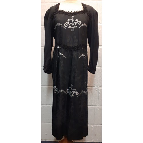15 - Zandra Rhodes-A 1980's Zandra Rhodes II own label ladies black day dress, handmade in England, havin... 