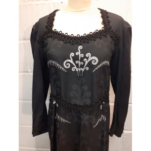 15 - Zandra Rhodes-A 1980's Zandra Rhodes II own label ladies black day dress, handmade in England, havin... 