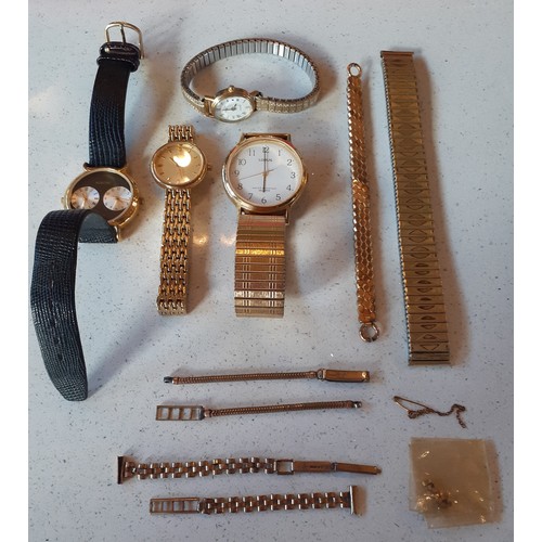 65 - A small quantity of watches and straps A/F to include a gold tone Rotary 'Artemis' ladies wristwatch... 