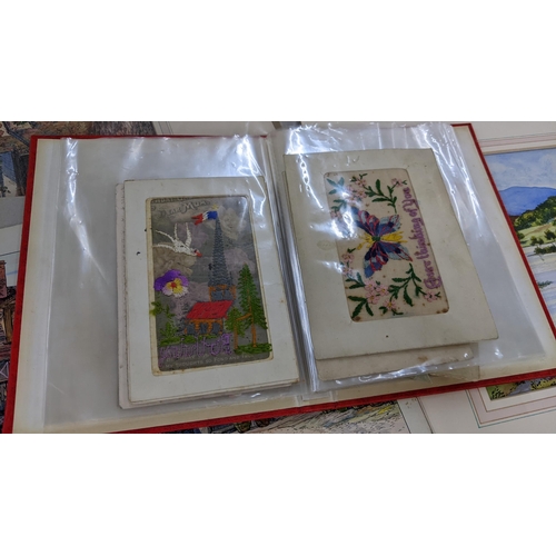 173 - A collection of Francis Smith unframed prints, together with early 20th century silk postcards and m... 