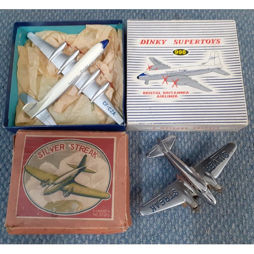 60 - A vintage Silver Streak clockwork model of an aircraft nO:20215 in original box together with a Dink... 