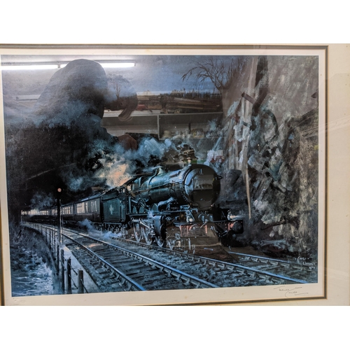 151 - Terence Cuneo - Night Express/Port Line - two signed limited edition railway prints, each signed in ... 