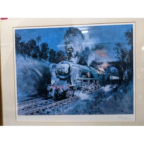 151 - Terence Cuneo - Night Express/Port Line - two signed limited edition railway prints, each signed in ... 