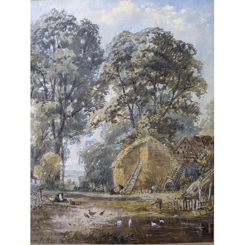 156 - A group of 19th and later watercolours and prints to include Thomas Pyne (1843 -1935) rural farming ... 