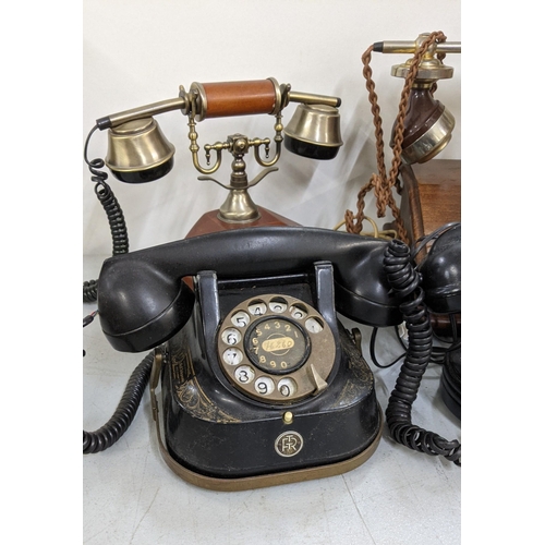 184 - Mixed telephones to include a Bell telephone, mid century French telephone receiver of Phenolic styl... 