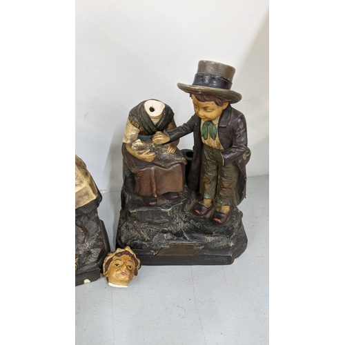 207 - Two late 19th century Austrian painted terracotta figures, impressed marks to the bases JM for Johan... 