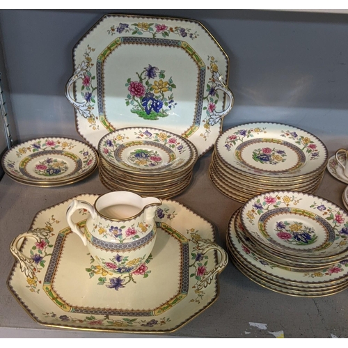 224 - Mixed china to include Cauldon coffee cans and saucers having blue and gilt detail, along with Copel... 