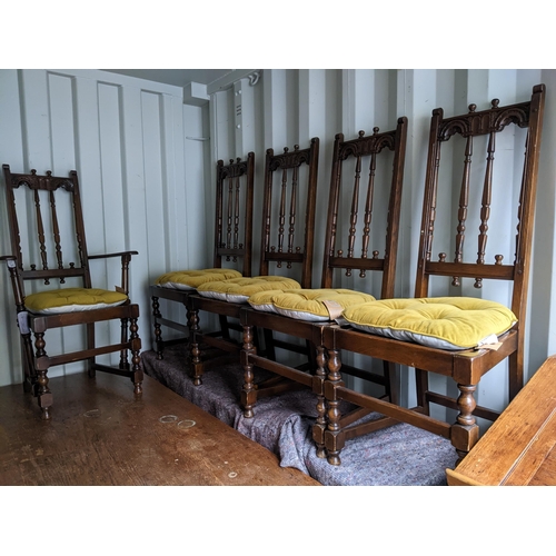 312 - Early to mid century carved oak refectory style dinning table 73x182x82.5cms, a similar oak sideboar... 