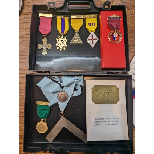 47 - A collection of Masonic related times to include medals, tokens, badges and others along with a name... 