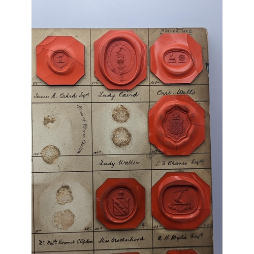 54 - A collection of mixed wax seals on card to include HRH the Duke of Edinburgh, Rt Hon E. Sefton, Hon ... 