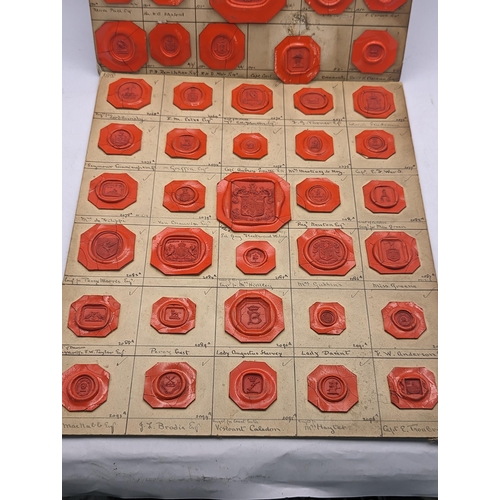 54 - A collection of mixed wax seals on card to include HRH the Duke of Edinburgh, Rt Hon E. Sefton, Hon ... 