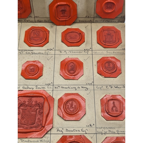 54 - A collection of mixed wax seals on card to include HRH the Duke of Edinburgh, Rt Hon E. Sefton, Hon ... 