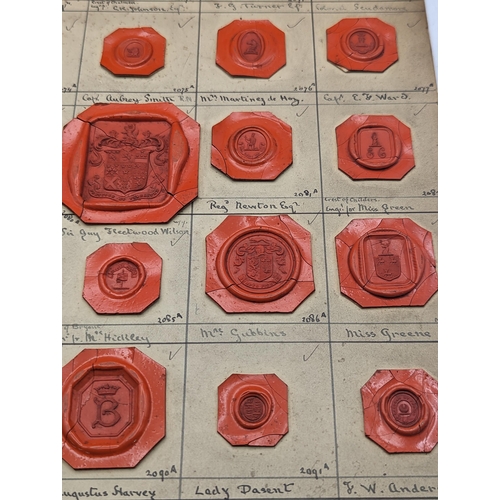 54 - A collection of mixed wax seals on card to include HRH the Duke of Edinburgh, Rt Hon E. Sefton, Hon ... 