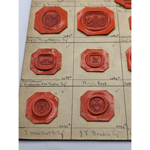 54 - A collection of mixed wax seals on card to include HRH the Duke of Edinburgh, Rt Hon E. Sefton, Hon ... 