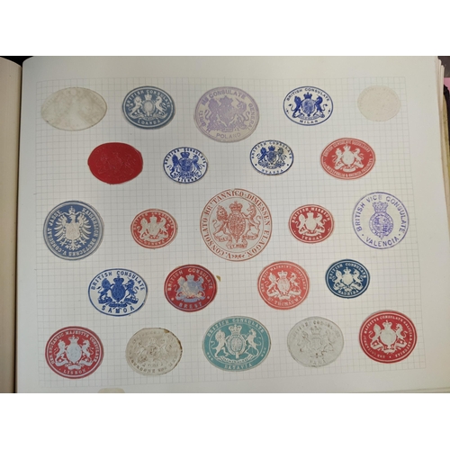 75 - Mixed 19th century monograms, letterheads, family crest, letterology, and postage stamp registration... 