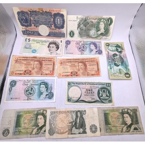 8 - Mixed banknotes from around the world to include 1912 Russia, Gibraltar, WWII era and later British ... 