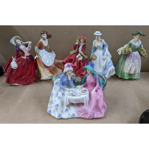 11 - A Royal Doulton figural group entitled 'Afternoon Tea' and others to include Daffy Dawn Dilly and ot... 