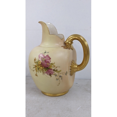 211 - A Royal Worcester blush ivory ewer numbered 1094 to the base, decorated with pink flowers
Location:2... 