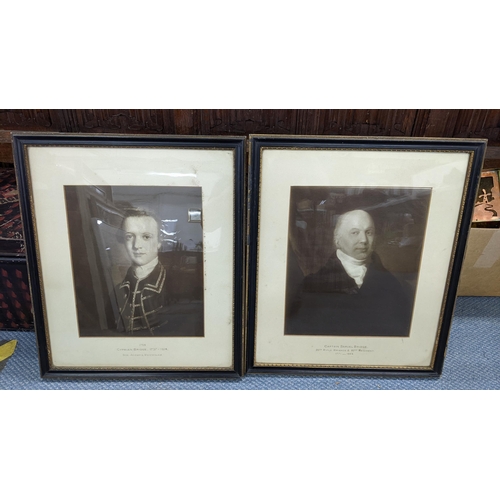 36 - Two 19th century portrait engravings to include Cyprian Bridge and Captain Samuel Bridge, both havin... 