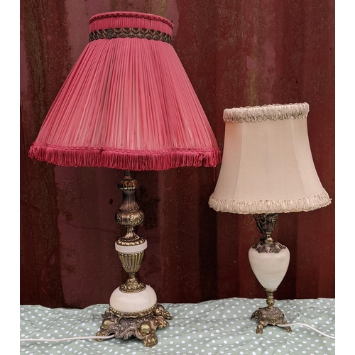 93 - Two mid 20th century gilt metal and marble table lamps, the tallest excluding shade 57.5cm h Locatio... 