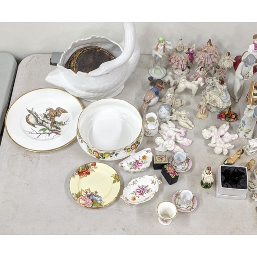 337 - A mixed lot to include Crown Derby posies trinket dishes, a Beswick poodle, mixed continental figuri... 