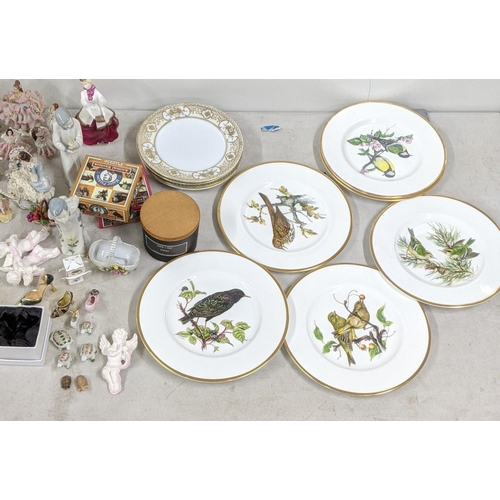 337 - A mixed lot to include Crown Derby posies trinket dishes, a Beswick poodle, mixed continental figuri... 