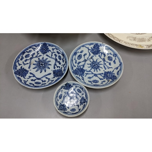 343 - A mixed lot to include three 19th century Chinese provincial dishes, Belleek and other items
Locatio... 