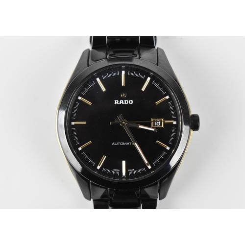 A Rado Hyperchrome, automatic, gents, ceramic cased wristwatch, circa 2017, serial number 13664984, movement type 629, having a black dial with gilt baton markers, centre seconds, date aperture at '3', ceramic strap, exhibition case back, with original box and paperwork, 41.5mm
