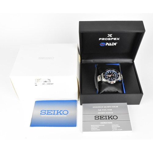 89 - A Seiko Solar 'PADI', gents, stainless steel cased divers wristwatch 200m, circa 2018, model V, seri... 