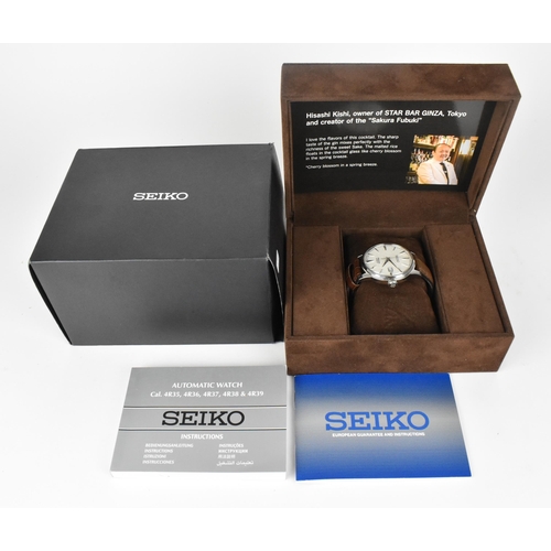 90 - A Seiko Presage, 'Sakura Fubuki' automatic, gents, stainless steel wristwatch, circa 2018, model 4R3... 