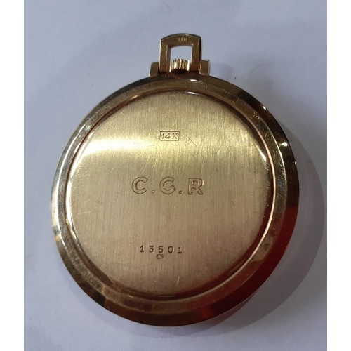 145 - A 14ct gold cased slimline Verity pocket watch, stamped 14k and 585. Location:Cab6