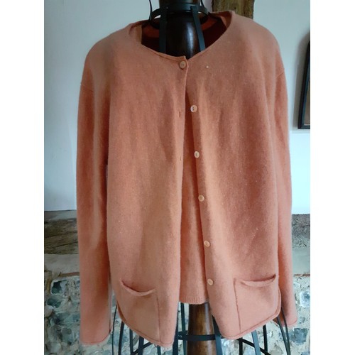 150 - A small quantity of clothing to include a TSE orange cashmere twinset (vest top 30