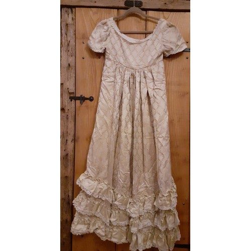 157 - A bespoke cream damask Regency style ballgown, 30