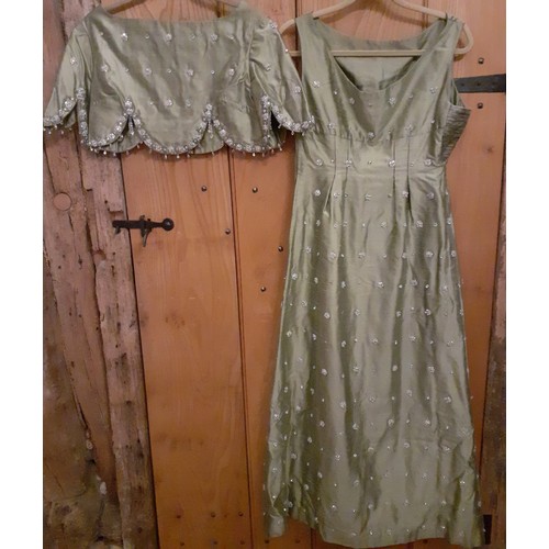 159 - Two 1960's bespoke silk and satin cocktail dresses, 32