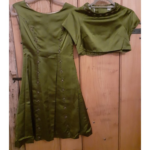 159 - Two 1960's bespoke silk and satin cocktail dresses, 32